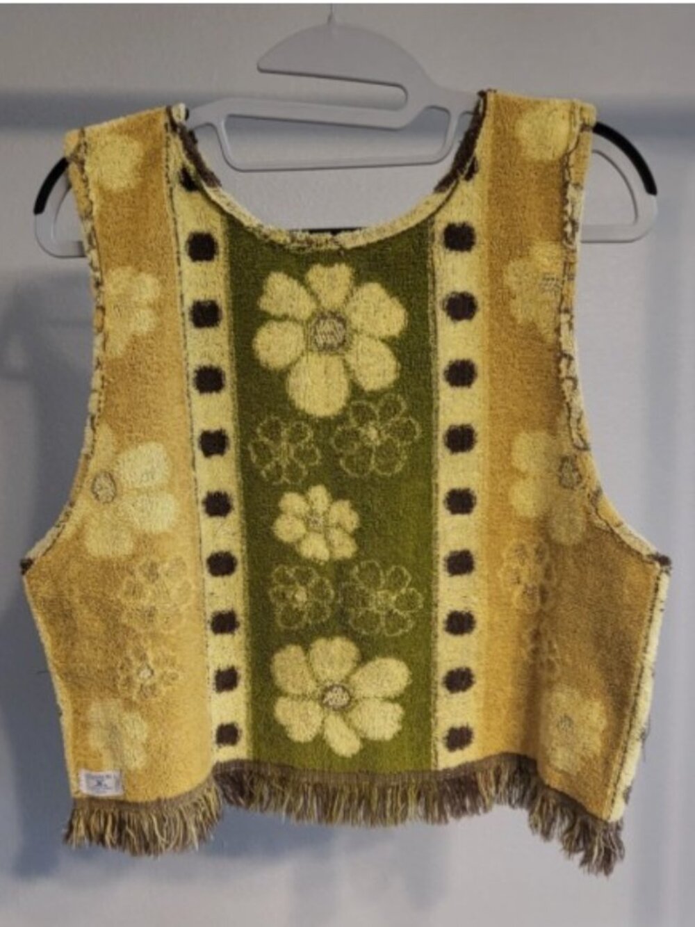 Vintage Crop Top Handsewn 1970's Cannon Towels Upcycled Pullover Vest RARE - Picture 4 of 9